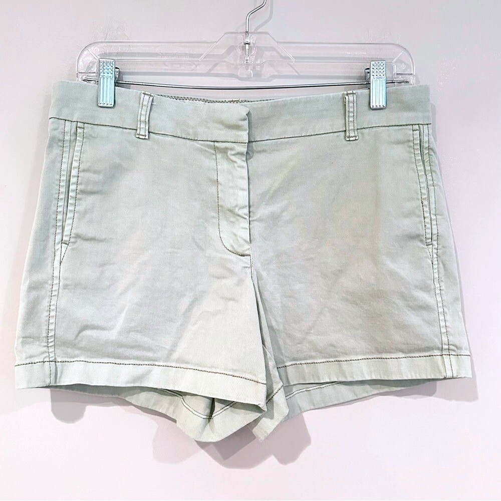 J. Crew Chino 4" Cotton Shorts Women's 8 Pale Green Pockets Summer Classic